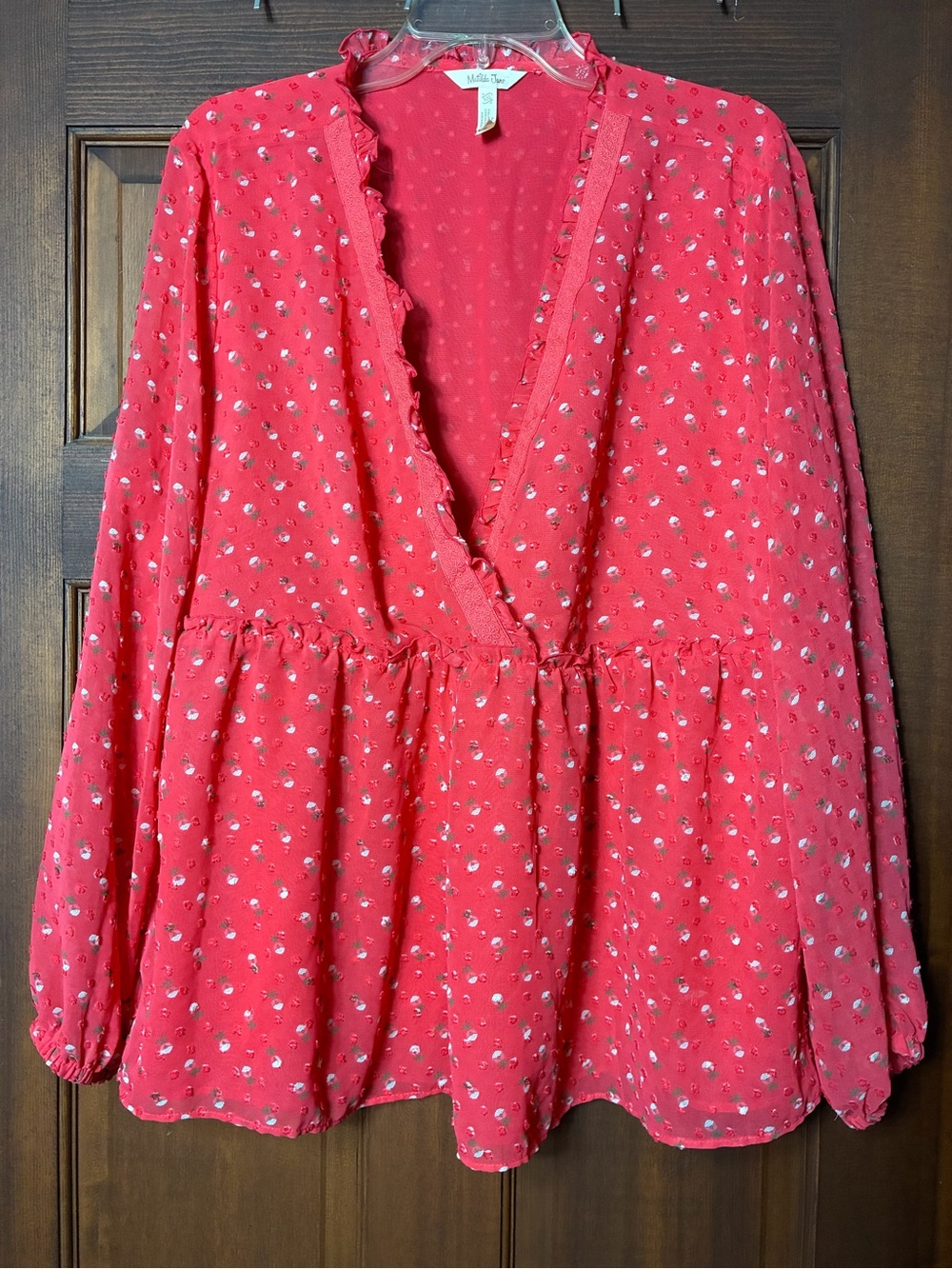 Matilda Jane XXL Must Be Love Floral Swiss Dot Blouse Cottagecore Boho Prairie
